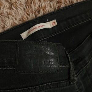 Levi's 710 Super Skinny Jeans Womens 32 Black Mid Rise Stretch Denim Pants